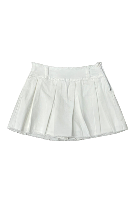 White Denim Pleated Skort - Women's Fashion. Shop Now!