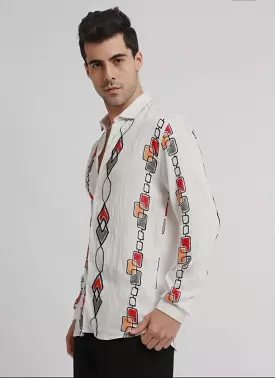 white embroidered abstract shirt