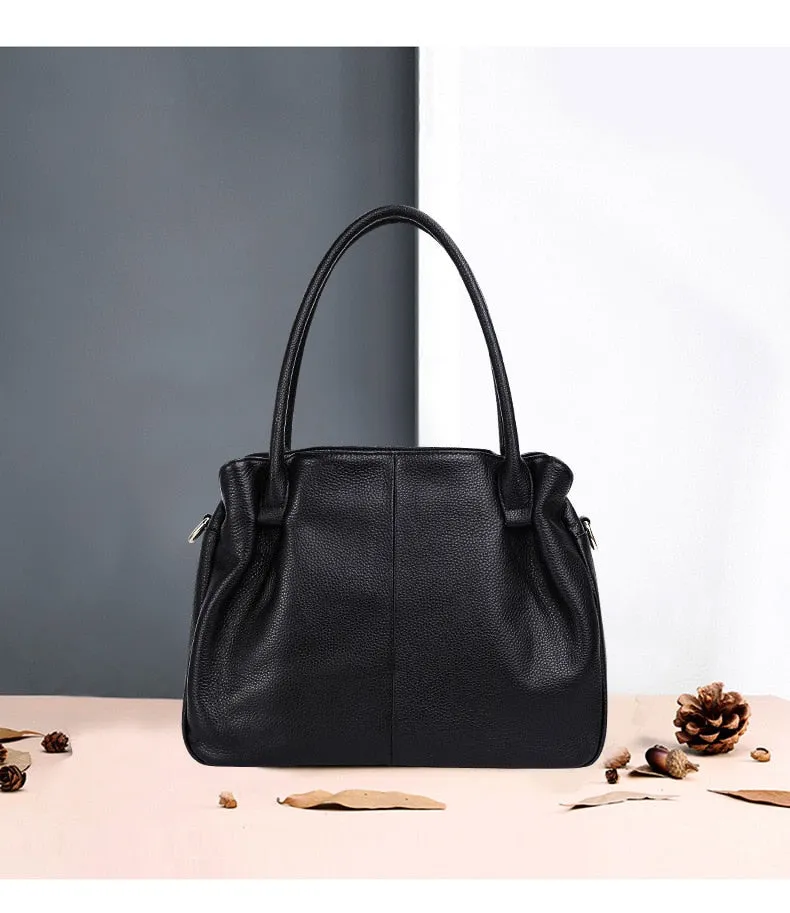 Women's Multi-Layer Soft Genuine Leather Big Shoulder Tote Handbag