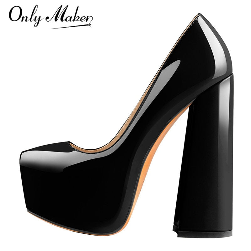 Women's Platform Pumps, Round Toe, Ankle Strap, Chunky High Heels, Dress Shoes, Thick Heels, Big Size