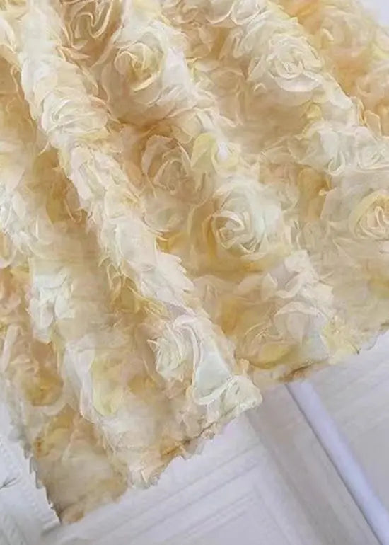 Yellow Gradient Floral Decorated Tulle Skirts, Spring HA1016