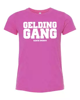 Youth gelding gang - heather magenta t-shirt.